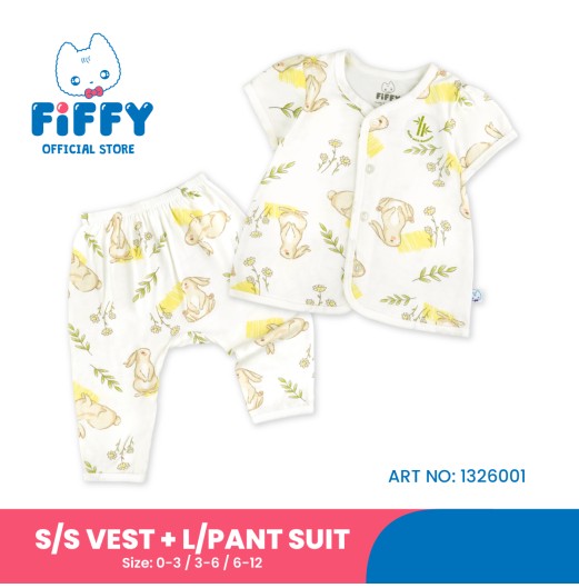 FIFFY BUNNY GARDEN SHORT SLEEVE VEST + LONG PANT SUIT BAJU BAYI (1326001)