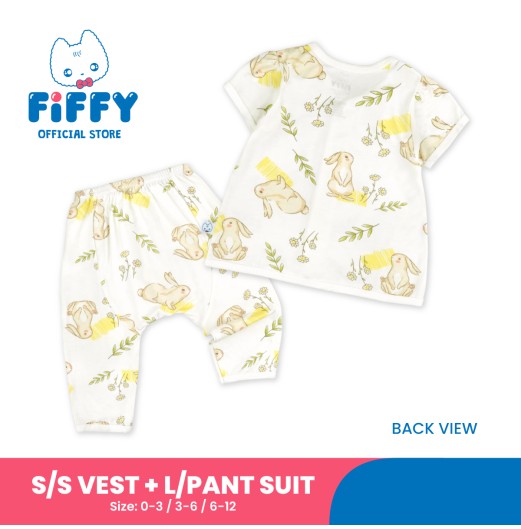 FIFFY BUNNY GARDEN SHORT SLEEVE VEST + LONG PANT SUIT BAJU BAYI (1326001)