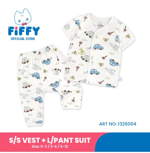 FIFFY CITY DRIVE SHORT SLEEVE VEST + LONG PANT SUIT BAJU BAYI (1326004)