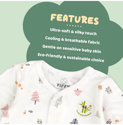 FIFFY FOREST DAY SHORT SLEEVE VEST + LONG PANT SUIT BAJU BAYI (1326007)