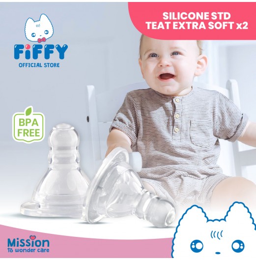 FIFFY ANTI-COLIC SILICONE STANDARD TEAT EXTRA SOFT (2PCS) PUTING BAYI (18219/18220)