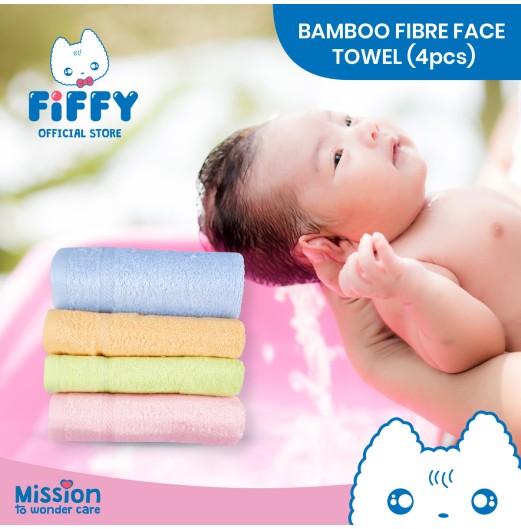 FIFFY BAMBOO FIBER FACE TOWEL (4PCS)