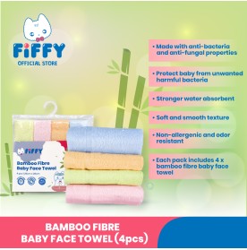 FIFFY TUALA MUKA BAYI BAMBOO FIBER FACE TOWEL (4PCS) (18242)