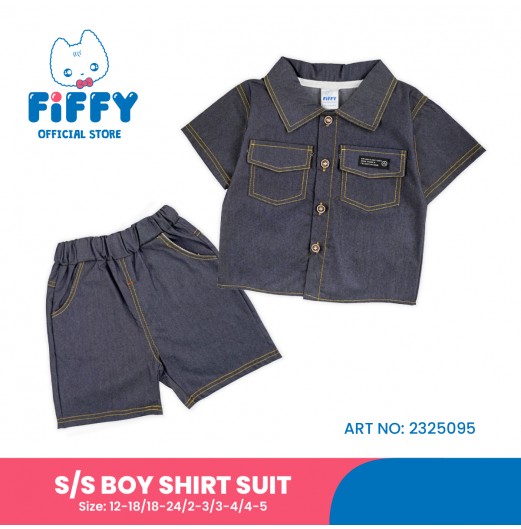 FIFFY DENIM COMMANDER SHORT SLEEVE BOY SHIRT SUIT (2325095)