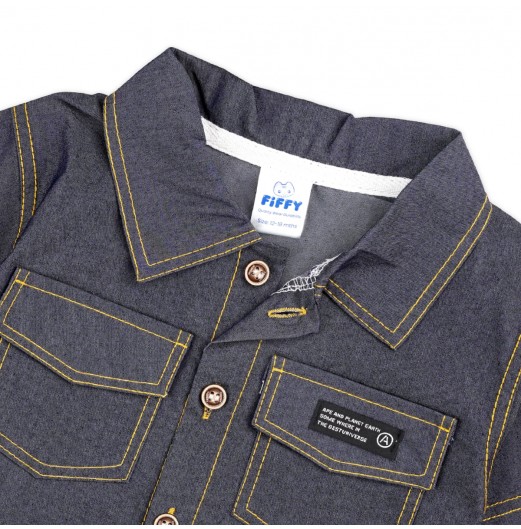 FIFFY DENIM COMMANDER SHORT SLEEVE BOY SHIRT SUIT (2325095)