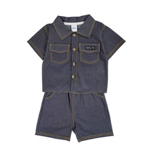FIFFY DENIM COMMANDER SHORT SLEEVE BOY SHIRT SUIT (2325095)