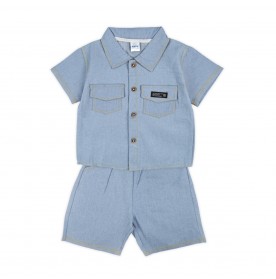 FIFFY DENIM COMMANDER SHORT SLEEVE BOY SHIRT SUIT (2325095)