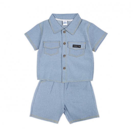 FIFFY DENIM COMMANDER SHORT SLEEVE BOY SHIRT SUIT (2325095)