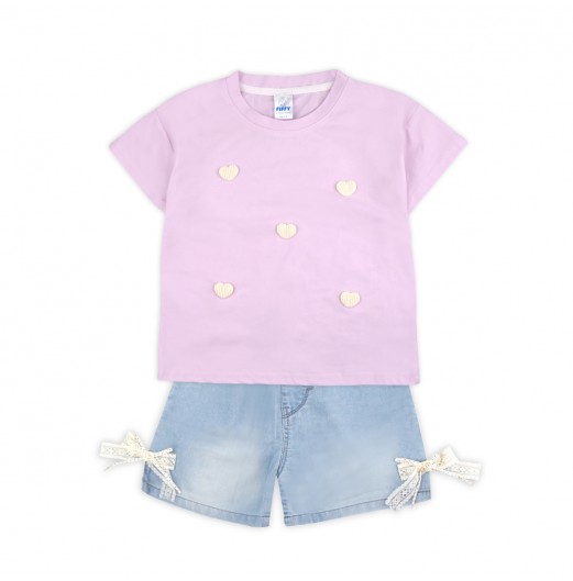 FIFFY HEART DOTS BAJU BAYI T-SHIRT SUIT (2325098)