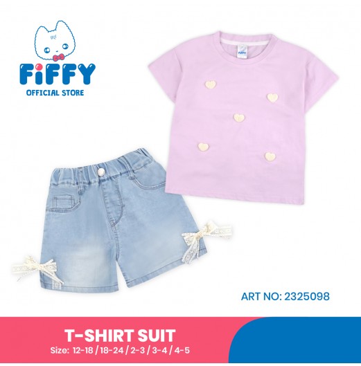 FIFFY HEART DOTS BAJU BAYI T-SHIRT SUIT (2325098)
