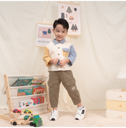 FIFFY COLOUR BLOCK LONG SLEEVE BOY SHIRT SUIT BAJU BAYI (2325147)