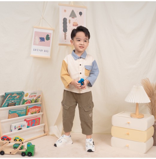 FIFFY COLOUR BLOCK LONG SLEEVE BOY SHIRT SUIT BAJU BAYI (2325147)