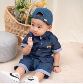 FIFFY CARROT DENIM SHORT SLEEVE BOY SHIRT SUIT BAJU BAYI (2325152)