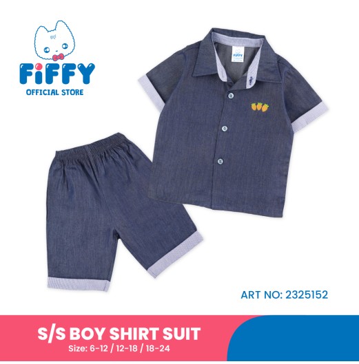 FIFFY CARROT DENIM SHORT SLEEVE BOY SHIRT SUIT BAJU BAYI (2325152)