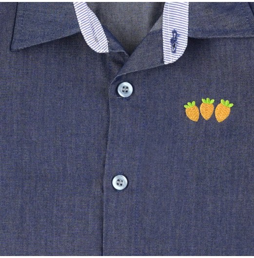 FIFFY CARROT DENIM SHORT SLEEVE BOY SHIRT SUIT BAJU BAYI (2325152)