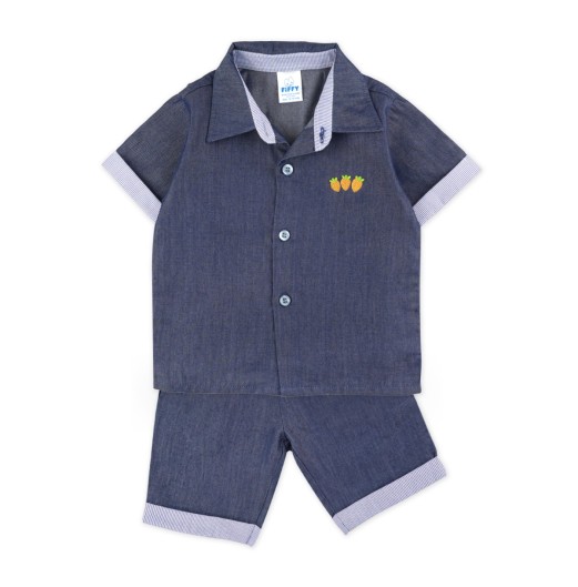 FIFFY CARROT DENIM SHORT SLEEVE BOY SHIRT SUIT BAJU BAYI (2325152)