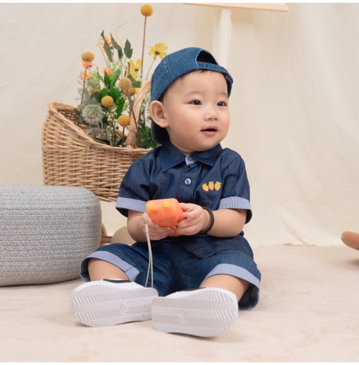 FIFFY CARROT DENIM SHORT SLEEVE BOY SHIRT SUIT BAJU BAYI (2325152)