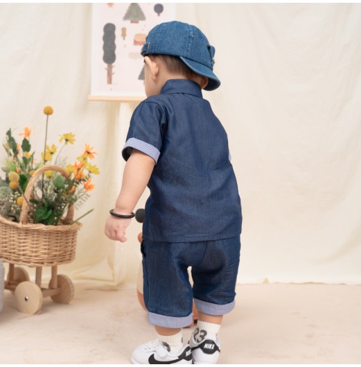 FIFFY CARROT DENIM SHORT SLEEVE BOY SHIRT SUIT BAJU BAYI (2325152)