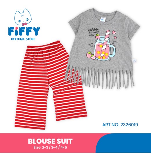 FIFFY BUBBLE STRAWBERRY MILK BLOUSE SUIT BAJU BAYI (2326019) FIFFY BUBBLE STRAWBERRY MILK BLOUSE SUIT BAJU BAYI (2326019)