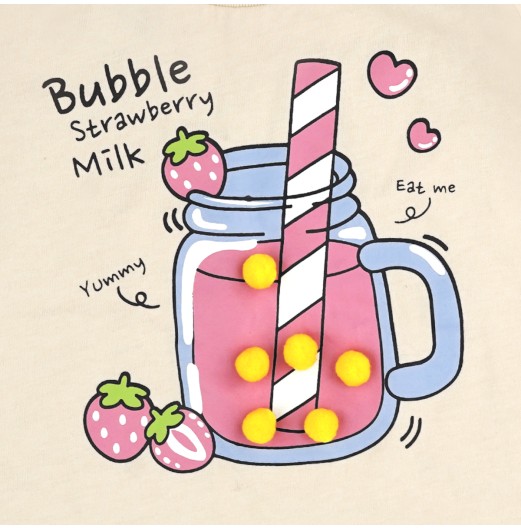 FIFFY BUBBLE STRAWBERRY MILK BLOUSE SUIT BAJU BAYI (2326019) FIFFY BUBBLE STRAWBERRY MILK BLOUSE SUIT BAJU BAYI (2326019)