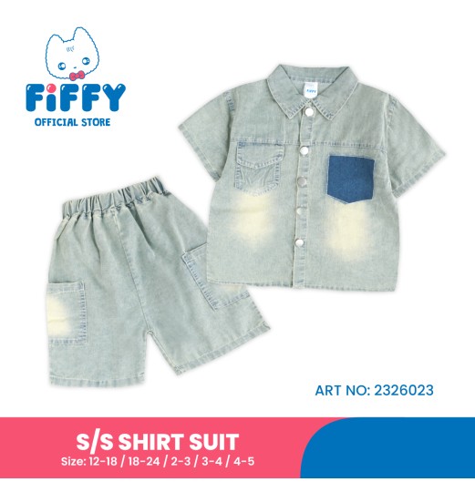 FIFFY TWO-TONE POCKET SHORT SLEEVE SHIRT SUIT BAJU BAYI (2326023)