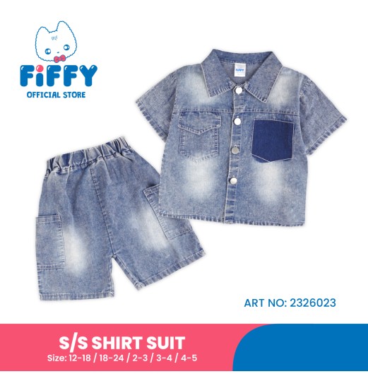 FIFFY TWO-TONE POCKET SHORT SLEEVE SHIRT SUIT BAJU BAYI (2326023)