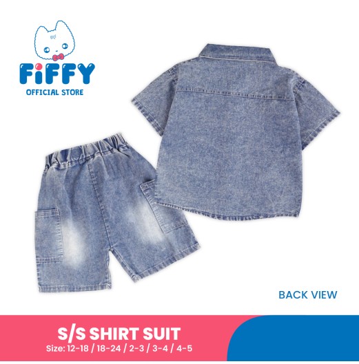 FIFFY TWO-TONE POCKET SHORT SLEEVE SHIRT SUIT BAJU BAYI (2326023)