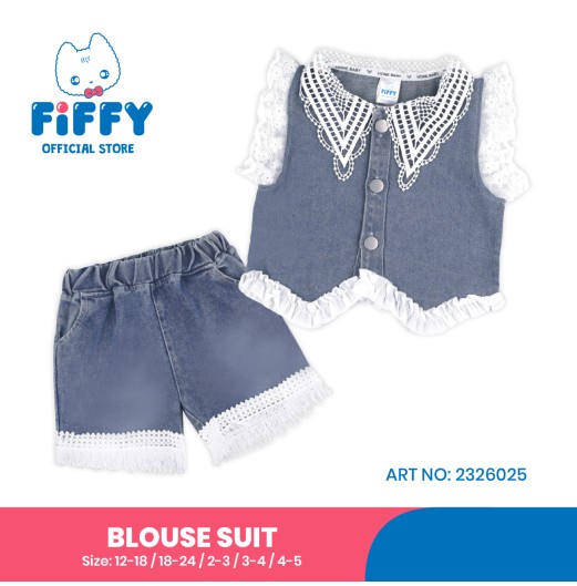 FIFFY DENIM LACE BLOUSE SUIT BAJU BAYI (2326025)