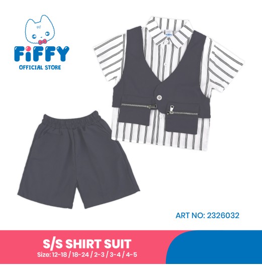 FIFFY SMART STRIPE SHORT SLEEVE SHIRT SUIT BAJU BAYI (2326032) FIFFY SMART STRIPE SHORT SLEEVE SHIRT SUIT BAJU BAYI (2326032)