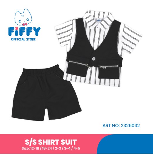 FIFFY SMART STRIPE SHORT SLEEVE SHIRT SUIT BAJU BAYI (2326032) FIFFY SMART STRIPE SHORT SLEEVE SHIRT SUIT BAJU BAYI (2326032)
