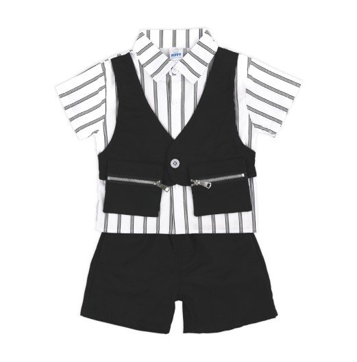 FIFFY SMART STRIPE SHORT SLEEVE SHIRT SUIT BAJU BAYI (2326032) FIFFY SMART STRIPE SHORT SLEEVE SHIRT SUIT BAJU BAYI (2326032)