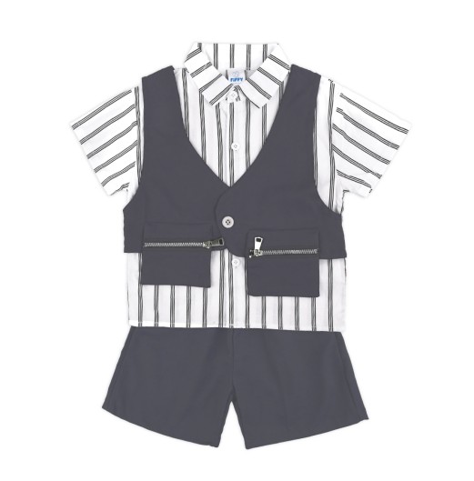 FIFFY SMART STRIPE SHORT SLEEVE SHIRT SUIT BAJU BAYI (2326032) FIFFY SMART STRIPE SHORT SLEEVE SHIRT SUIT BAJU BAYI (2326032)