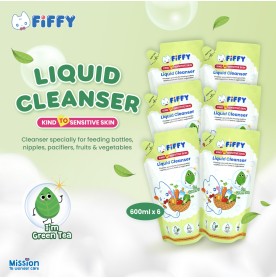 FIFFY LIQUID CLEANSER GREEN TEA REFILL PACK (600ML*6) PENCUCI CECAIR (2539X6)