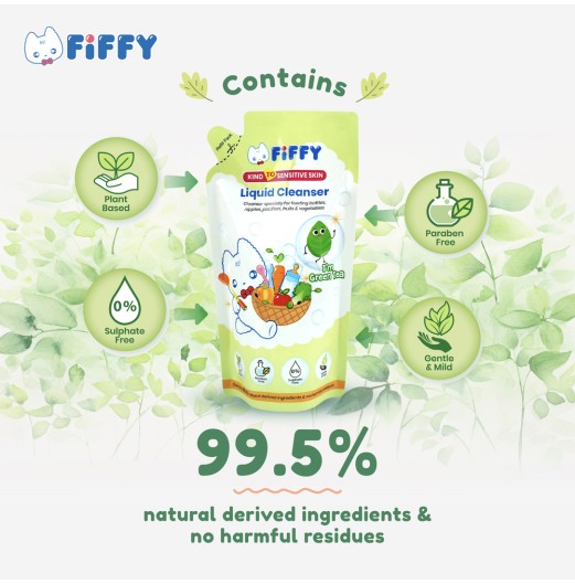  (CARTON) FIFFY LIQUID CLEANSER GREEN TEA REFILL PACK (600ML*12) PENCUCI CECAIR (2539X12)