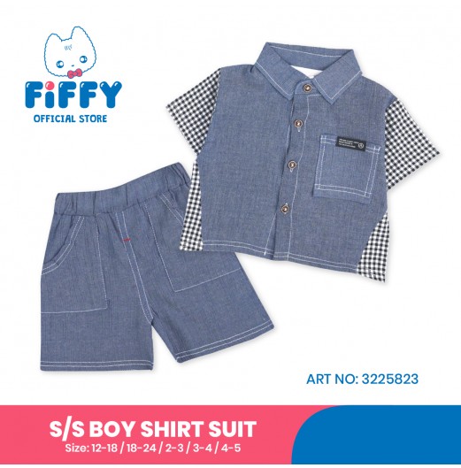 FIFFY LITTLE GINGHAM SHORT SLEEVE BOY SHIRT SUIT (3225823)