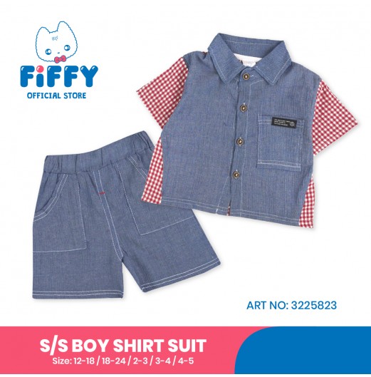FIFFY LITTLE GINGHAM SHORT SLEEVE BOY SHIRT SUIT (3225823)