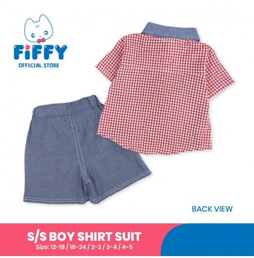 FIFFY LITTLE GINGHAM SHORT SLEEVE BOY SHIRT SUIT (3225823)