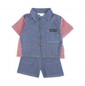 FIFFY LITTLE GINGHAM SHORT SLEEVE BOY SHIRT SUIT (3225823)