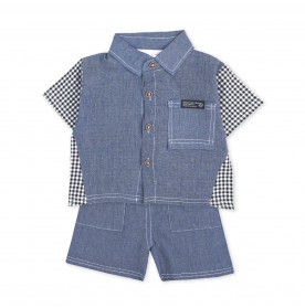 FIFFY LITTLE GINGHAM SHORT SLEEVE BOY SHIRT SUIT (3225823)
