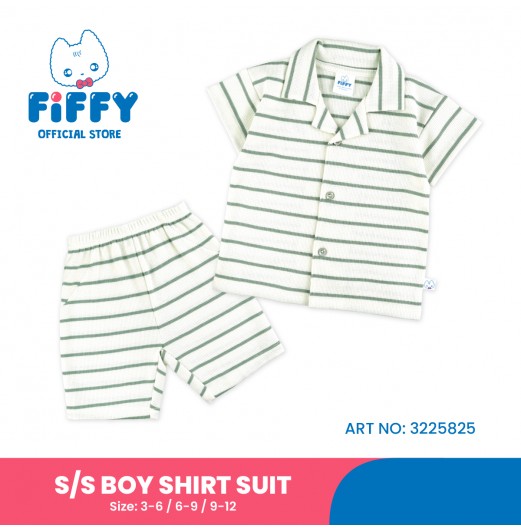 FIFFY STRIPE BAJU BAYI SHORT SLEEVE BOY SHIRT SUIT (3225825)