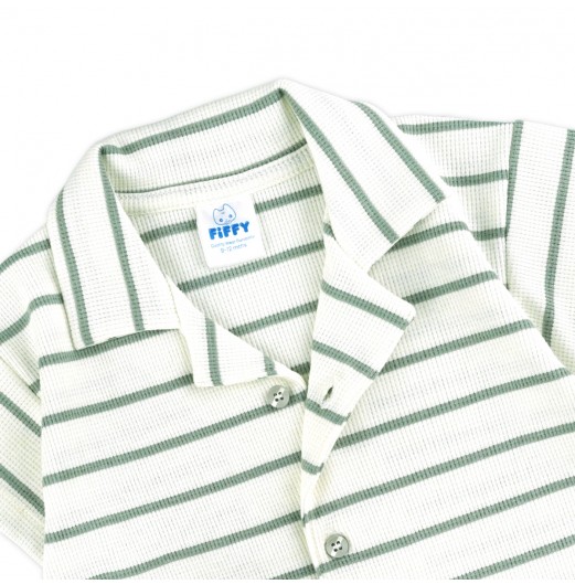 FIFFY STRIPE BAJU BAYI SHORT SLEEVE BOY SHIRT SUIT (3225825)