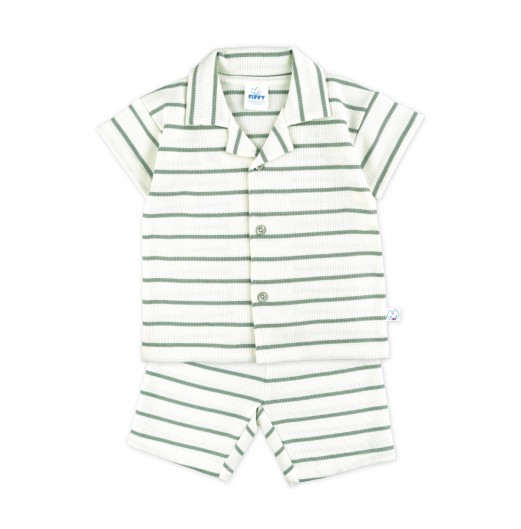 FIFFY STRIPE BAJU BAYI SHORT SLEEVE BOY SHIRT SUIT (3225825)
