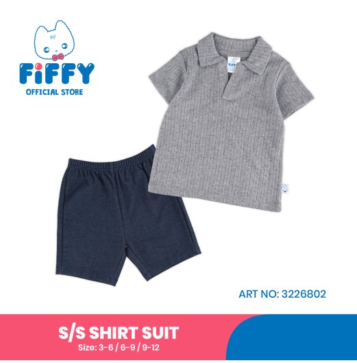 FIFFY TEXTURED KNIT SHORT SLEEVE SHIRT SUIT BAJU BAYI (3226802)