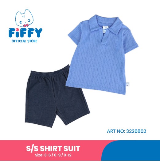 FIFFY TEXTURED KNIT SHORT SLEEVE SHIRT SUIT BAJU BAYI (3226802)