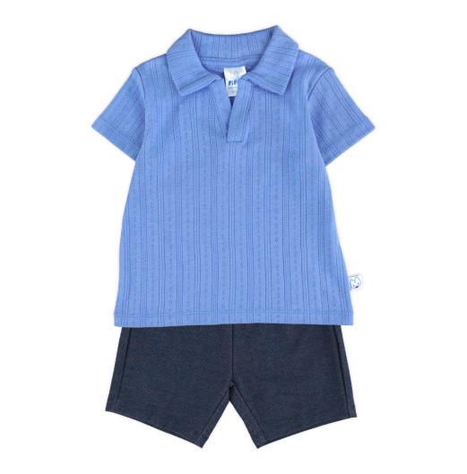 FIFFY TEXTURED KNIT SHORT SLEEVE SHIRT SUIT BAJU BAYI (3226802)