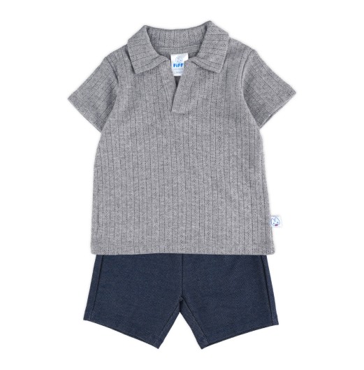 FIFFY TEXTURED KNIT SHORT SLEEVE SHIRT SUIT BAJU BAYI (3226802)