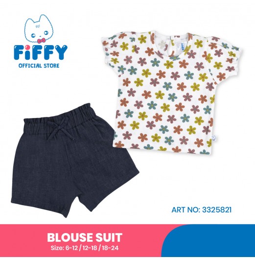 FIFFY RETRO FLOWER BAJU BAYI BLOUSE SUIT (3325821)