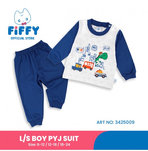 FIFFY CITY DINO ADVENTURE BAJU BAYI LONG SLEEVE BOY PYJAMAS SUIT (3425009)