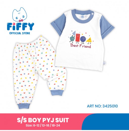 FIFFY BEST FRIEND SHORT SLEEVE BOY PYJAMAS SUIT BAJU TIDUR BAYI (3425010)