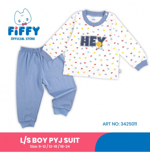 FIFFY HEY SMILE LONG SLEEVE BOY PYJAMAS SUIT BAJU TIDUR BAYI (3425011)
